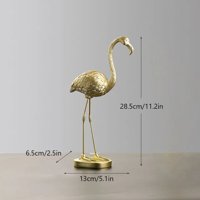 GoldenPlume - Elegant Flamingo Skulptur i Guld