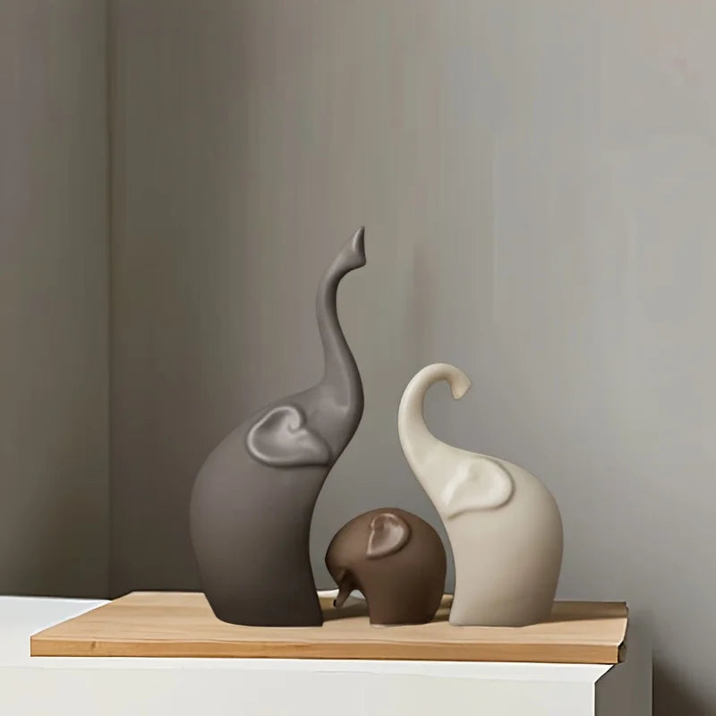 Ceramiq - Elegant Keramisk Elefantfigur Set