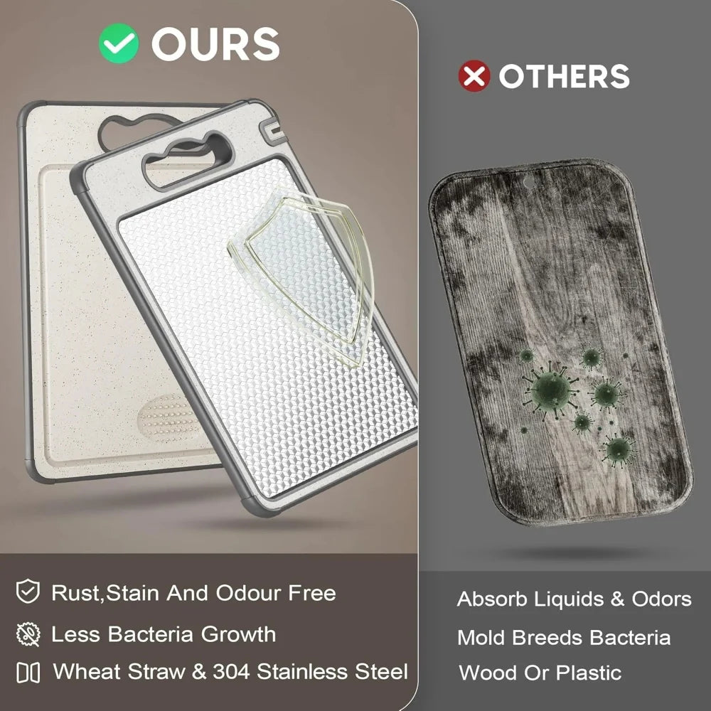 Zorveth - Dubbelsidig Rostfri Skärbräda med Antislipp