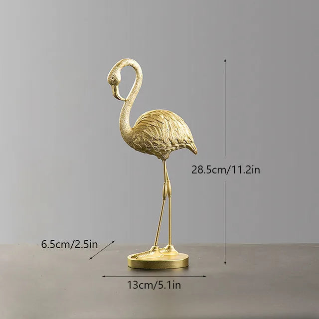 GoldenPlume - Elegant Flamingo Skulptur i Guld