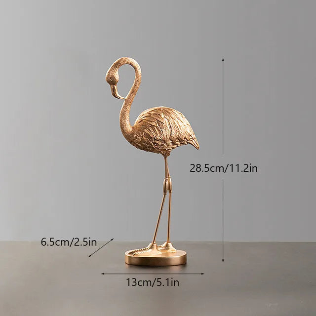 GoldenPlume - Elegant Flamingo Skulptur i Guld