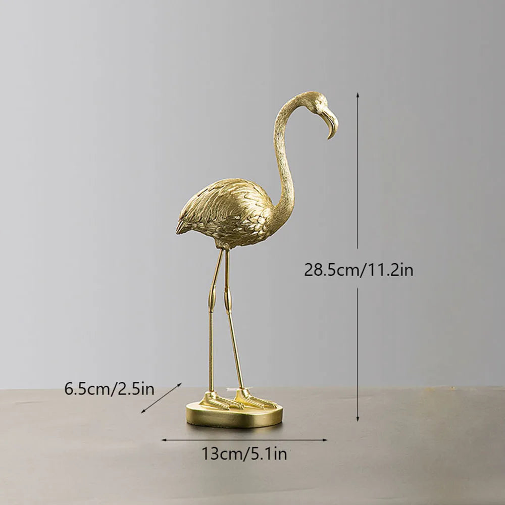 GoldenPlume - Elegant Flamingo Skulptur i Guld