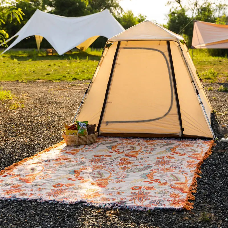 Floravelle - Bohemisk Blomsterfilt i Bomull